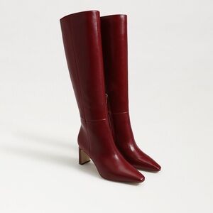Burgundy Red Leather Knee-High Boots - Sam Edelman Sylvia